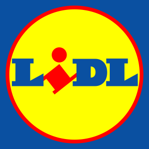 logo van Lidl, een zeer goedkope supermarkt